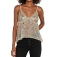 thumbnail image 2 of Women Sequin Top Rhinestone Sparkle Sleeveless V Neck Camisole Open Back Summer Party Clubwear S, 2 of 8