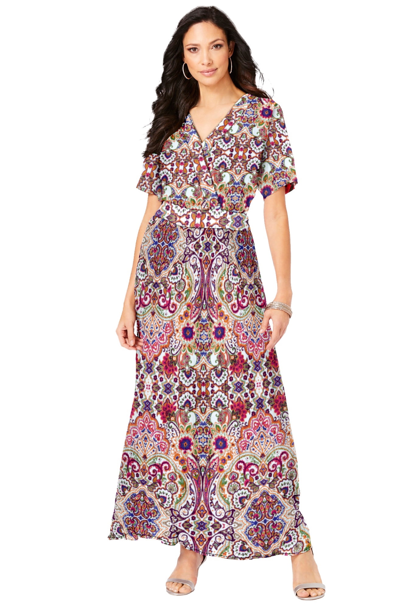 Roaman's Women's Plus Size Petite Wrap Maxi Dress - Walmart.com