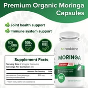 Healblend Moringa Oleifera Leaf Capsules - Natural Energy Booster & Immune Support - Promotes Gut Health, Skin Clarity & Mood Balance – 60 Vegan Capsules (3 Pack)