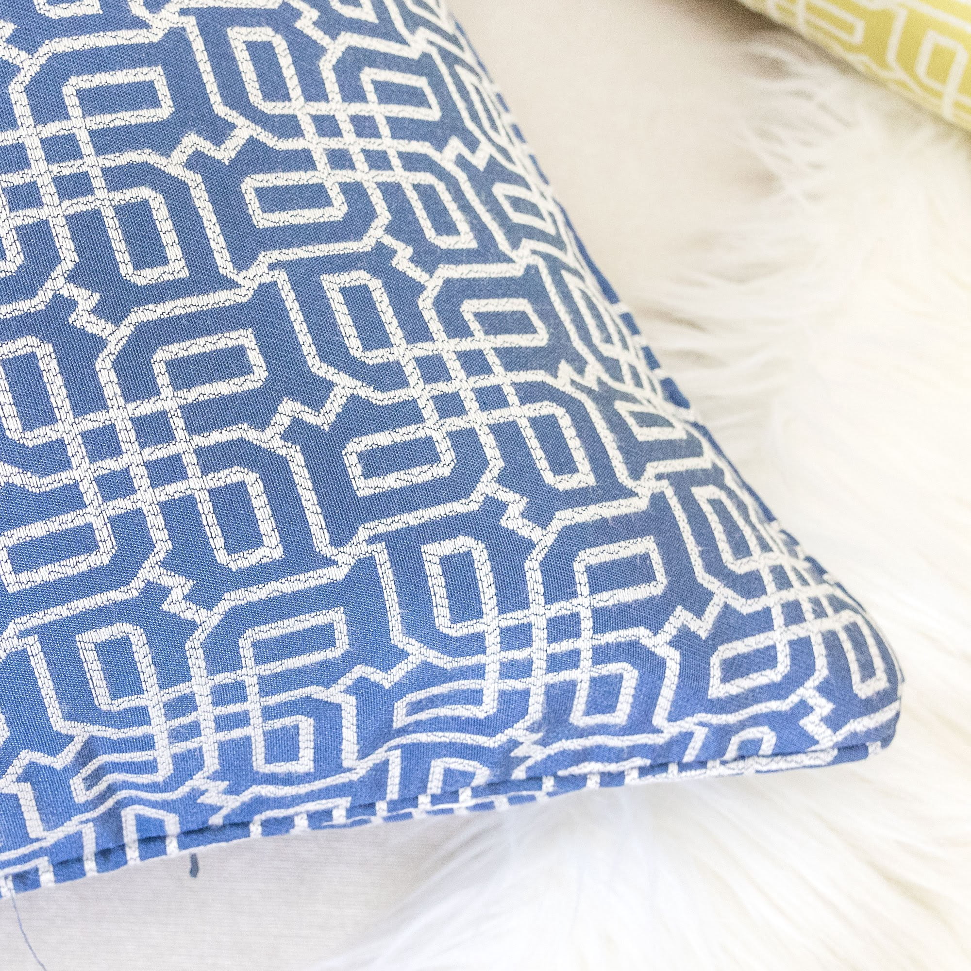 Seana Navy Geometric Polyester 20 in. x 20 in. Throw Pillow (Set of 2)