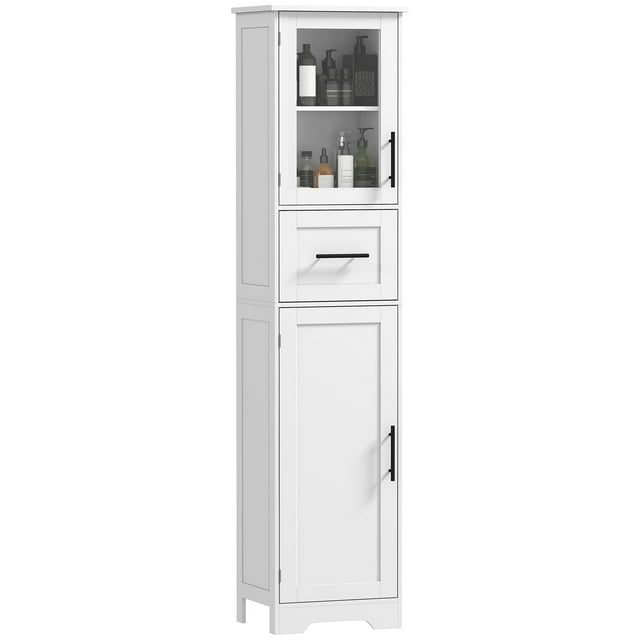 HOMCOM Armoire de Rangement de Salle de Bain de 67 Pouces, Armoire Étroite Autoportante
