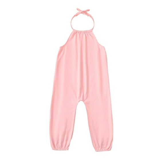 Actgleam Toddler Girls Backless Strap Jumpsuit for Girls Harem Halter Sleeveless Romper 3-7Y