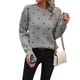 thumbnail image 3 of Suéteres de Lunares para Mujer, Jersey de Punto de Larga y Cuello Redondo. Gris S, 3 of 9