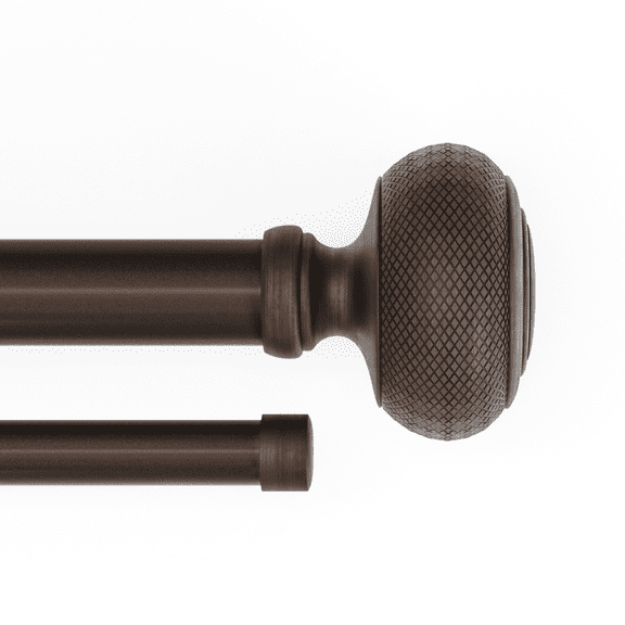 Mainstays 3/4" and 5/8" Oil Rubbed Bronze Hawthorne Knob Adjustable Double Curtain Rod Set, 30-84"