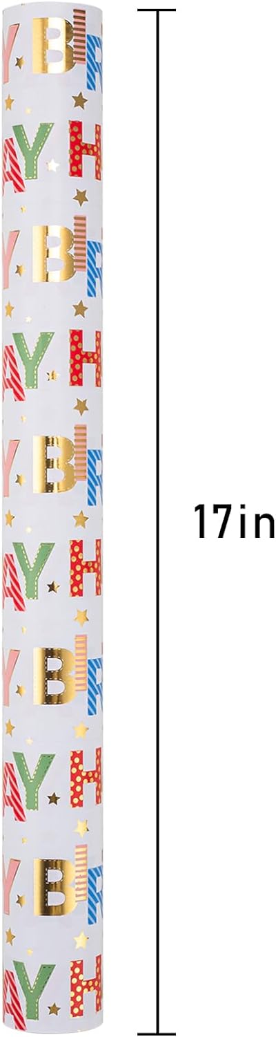 Homeral Happy Birthday Wrapping Paper, 17 Inch x 32.8 Feet photo 2