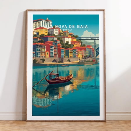 Vila Nova De Gaia Portugal Cityscape Wall Art, Unframed Paper Print Size 8x12
