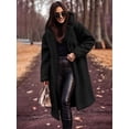 thumbnail image 4 of Women'S Winter Casual Single Button Hooded Long Coat Wool Blend Trench Style Outerwear Jacket, 4 of 7