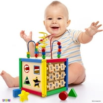 Activity Cube With Bead Maze - 5 in 1 Baby Activity Cube Includes Shape Sorter, Abacus Counting Beads, Counting Numbers, Sliding Shapes, Removable Bead Maze - My First Baby Toys Play22USA