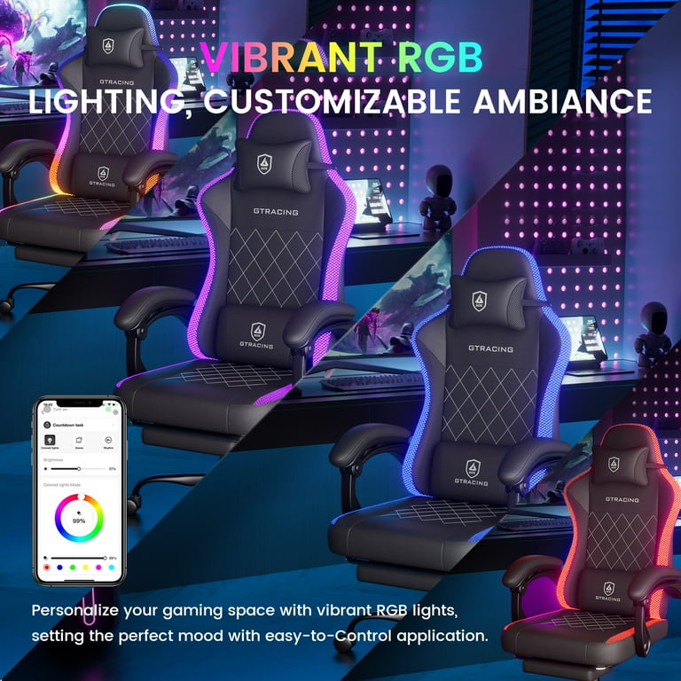 GTRACING RGB Ergonomic Gaming Chair with Massage, LED Lights