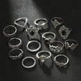 thumbnail image 3 of Balems Silver Gothic Crystal Crown Ring Ladies Lady Retro Boho Style Hollow Sunflower 15 Pcs/ Set, 3 of 5