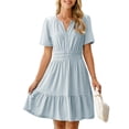 thumbnail image 1 of Vestido Simplee para mujer, verano 2025, con ojales en A, línea A, azul, talla M, 1 of 7
