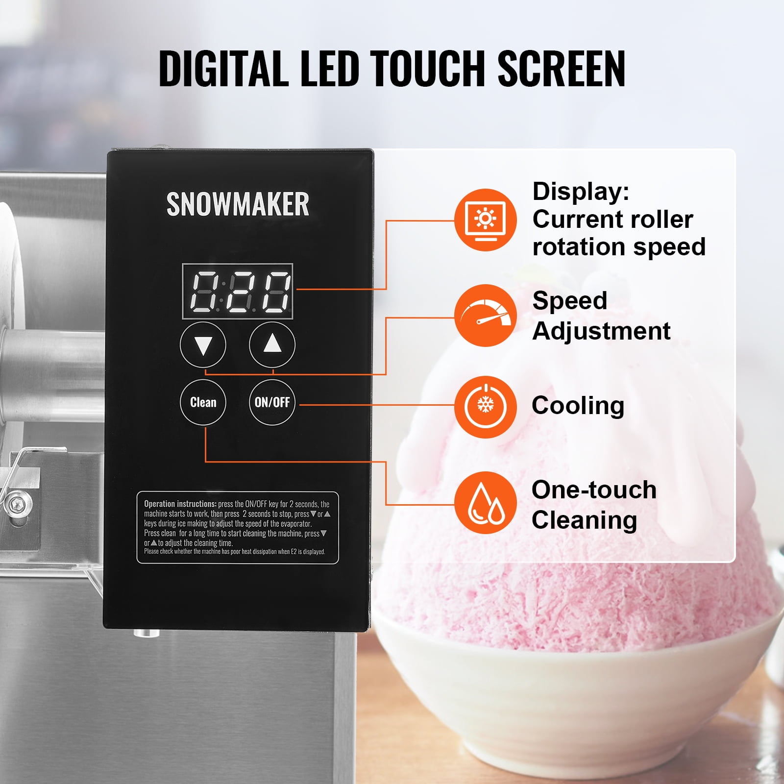 KFFKFF Commercial Snowflake Ice Machine, 276LBS/24H Capacity, Stainless Steel Ice Maker with Air Cooling System, Electric Ice Shaver for Bakery and Cafe Use