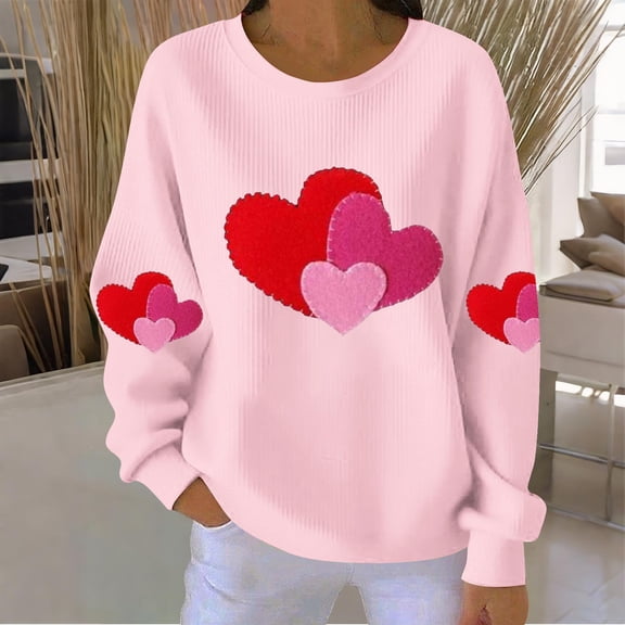 Vetsdori Valentine Sweatshirts for Women Pullover Winter Shirts Love Heart Crew Neck Gifts for Girlfriend Womens Sweatshirts