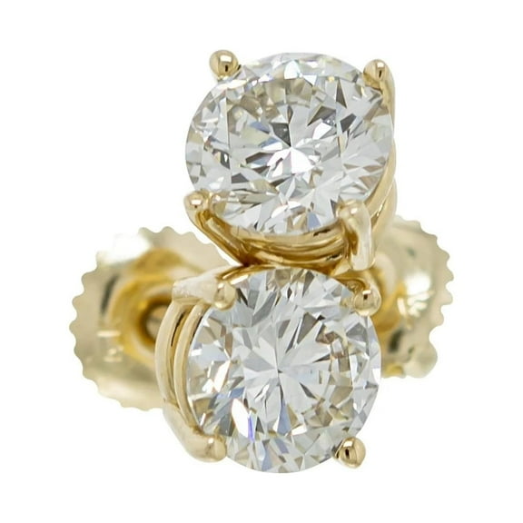 New World Diamonds IGI Certified 1.50 Ct Lab Grown Diamond Stud Earrings 14k Yellow Gold I-J