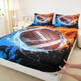 thumbnail image 3 of Manfei Boys Football Fitted Sheet, Rugby Game Queen Bedding, Black Brown Brightblue 3pcs, 1 Fitted Sheet and 2 Pillowcases, 3 of 6