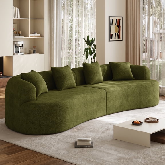 Wiilayok 131" Modern Chenille Sectional Sofa,Curved Sofa with Deep Seat,Cloud Compression Sofa Couch for Living Room,No Assembly,Olive Green