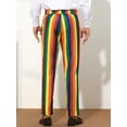 thumbnail image 3 of Unique Bargains Men's Striped Dress Pants Color Block Rainbow Stripe Trousers 38 Blue Red, 3 of 6