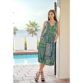 thumbnail image 4 of Women's 24Seven Comfort Apparel Midi Length Geo Print Sleeveless Pleated Pocket Dress Color: Black Multi Size: SMALL, 4 of 4