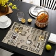 thumbnail image 3 of Coffee Placemats Set of 8, Khaki Farmhouse Vintage Beans Cups Funny Placemats for Dining Table, Place Mats for Kitchen Tabletop, Waterproof Wipeable Dining Table Mats Set, 3 of 9