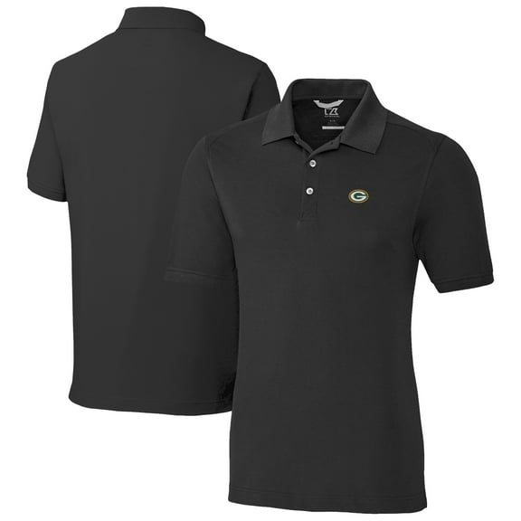 Men's Cutter & Buck Black Green Bay Packers Advantage Eco Pique DryTec Tri-Blend Polo