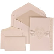 JAM Paper Wedding Invitation Combo Set, White Card with Crystal Lined Envelope with Large Heart Ribbon, 1 Small & 1 Large, 150/pack