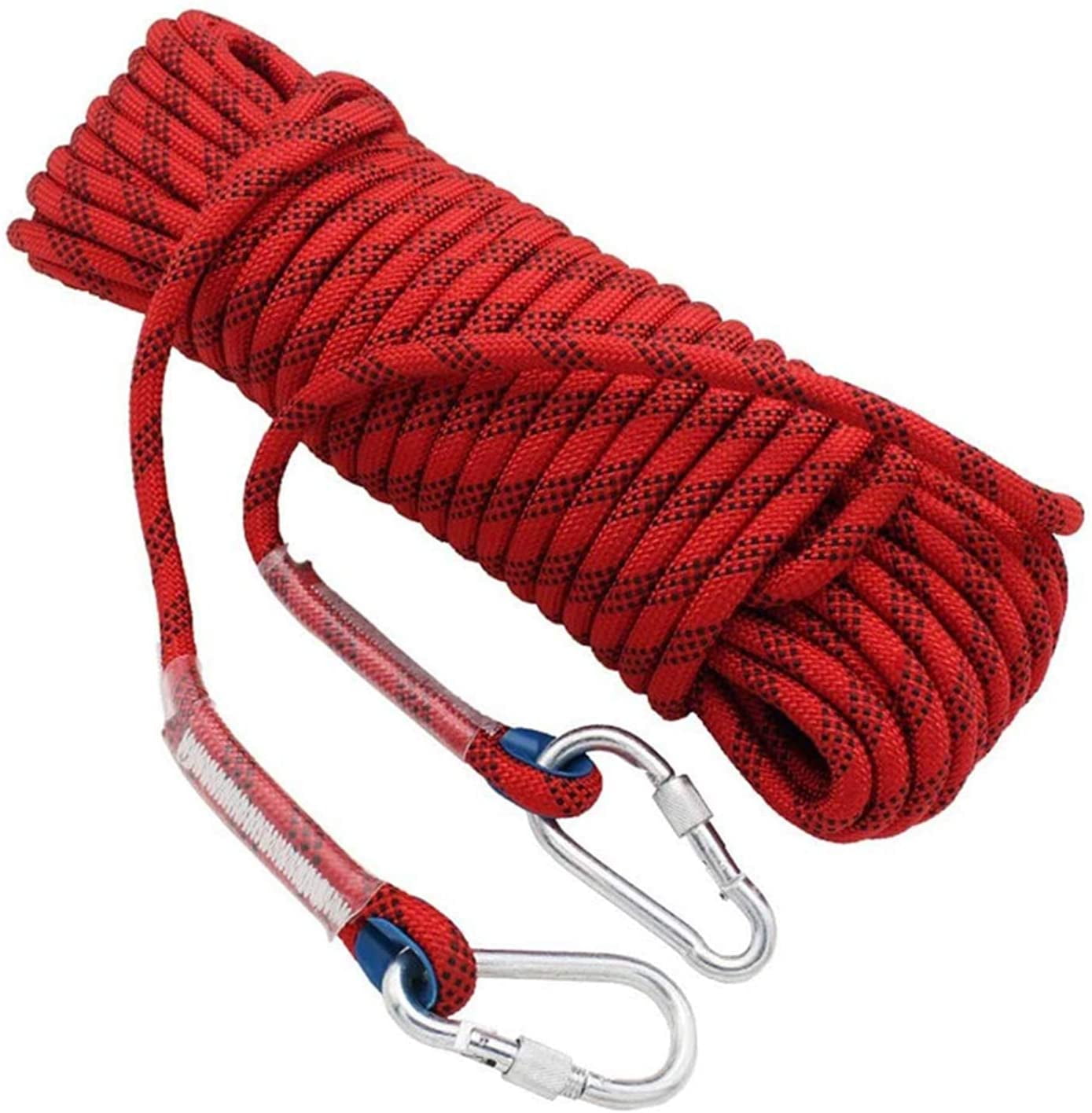 Climbing Rope Diameter 12Mm with 2 Carabiners, High-Strength Safety Rope  Nylon Rope Escape Rope, Extremely Tear-Resistant Up To 1200 Kg, Length  10M/20M 