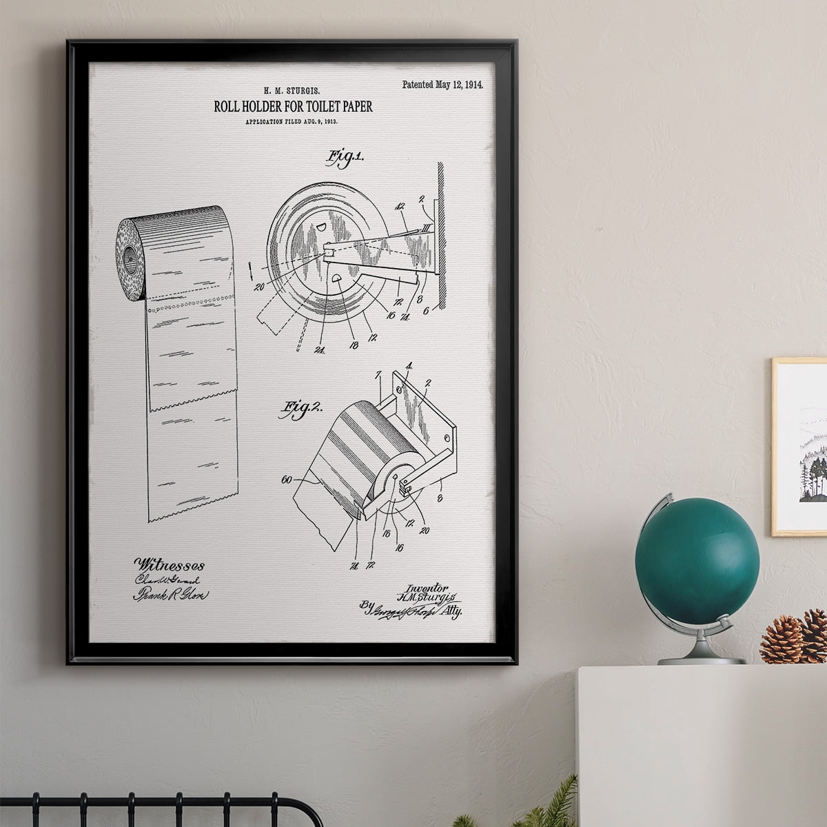 Toilet Paper Patent III Premium Classic Framed Print - Ready to Hang