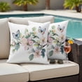 thumbnail image 5 of Butterfly Floral Pillow Covers 2 Pack Watercolor Pink Blue Butterflies Vintage Green Leaf Pillowcase Waterproof Outdoor Throw Pillow Cover for Patio Garden Square Cushion 24”x24”, 5 of 9