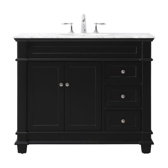 Elegant Decor Wesley 42" Solid Wood Steel Single Bathroom Vanity Set in Black