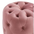 thumbnail image 5 of Tufted Accent Chair Ottoman, Round, Velvet, Pink, Modern Contemporary Urban Design, Living Lounge Room Hotel Lobby Hospitality, 5 of 6