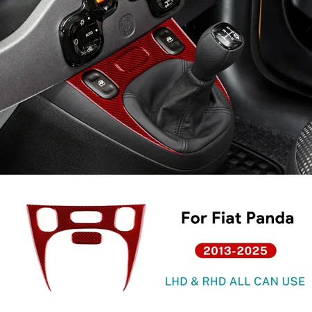 Real Soft Carbon Fiber For Fiat Panda 2013 2014 2015-2019 2020 2021 2022 2023 2024 2025 LHD RHD Car Gear Shift Panel Sticker.