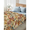 thumbnail image 4 of Full Size Flat Sheet Only, Fall Leaves Soft Brushed Microfiber Bed Sheets, Farmhouse Beige Botanical Leaf Autumn Hotel Quality Breathable Bedding Top Sheet, Easy Care, 81"x96", 4 of 9