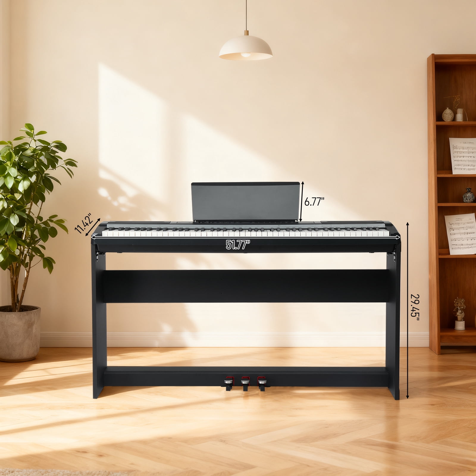 Ktaxon 88-Key Weighted Digital Piano with Dual Bluetooth, Headphone – Upright Electric Keyboard – Matte Black