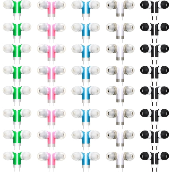 SWTSWT 100 Pack Earbuds Bulk Wired Earphones Multicolor Headphones Earbuds for Students School Library Museum Classroom(Multicolor)