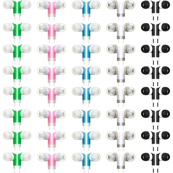 Lot de 100 Écouteurs Filaires pour Enfants, Écouteurs Filaires, Écouteurs Multi-Usages, Écouteurs pour École, Bibliothèque, Musée, Classe, Étudiants (Multicolore)