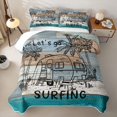 thumbnail image 2 of Castle Fairy Surf Camper Art Bed Spread Queen,"Let's Go Surfing" Print Queen Coverlet Set for Bedroom,Blue Brown, 2 of 7