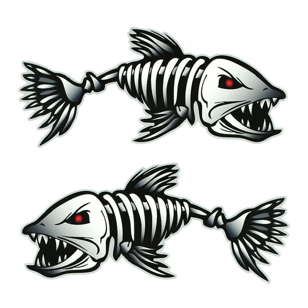 Pegatina 2 Piezas Peces Dientes Pegatinas Boca Pez Esqueleto Pegatinas Barco de Pesca Canoa Kayak Gr TOMSHOO Pegatina