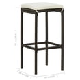 thumbnail image 4 of vidaXL Bar Stools with Cushions 2 pcs Brown Poly Rattan, 4 of 5