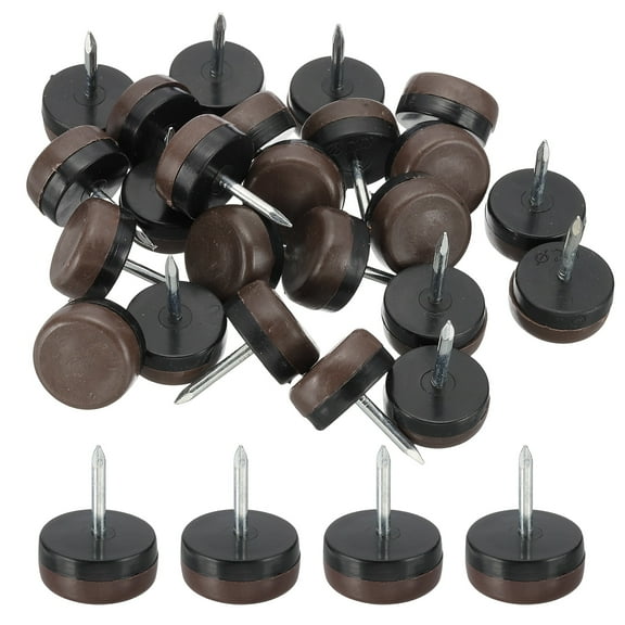 0.8" Dia Chair Slides, 24 Pcs Nail on Furniture Glides for Wooden Furniture, Table Feet, Carpet and Hardwood, Brown