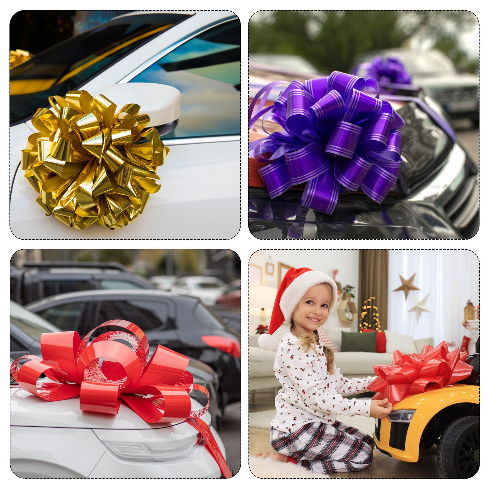 Uxcell 2pcs 18" Extra Giant Large Pull Bow Christmas Metallic Car Gift Wrapping Bows for Wedding Gift, Red
