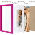 thumbnail image 2 of Vittanly 11x17 Picture Frame, Engineered Wood with Shatter Resistant Plexiglass, Display Pictures 8x12 with Mat or 11x17 without Mat, Photo Frame for Wall Mounting, Rose Red, 1 Pack, 2 of 6