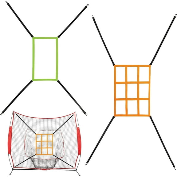 Adjustable Strike Zone Target for Softball Baseball Balls Net Pitching Throwing, Hitting, Batting, Catching with Accuracy, Baseball Training Equipment for 6x6 7x7 Or 8x8 ft Nets 2Pcs
