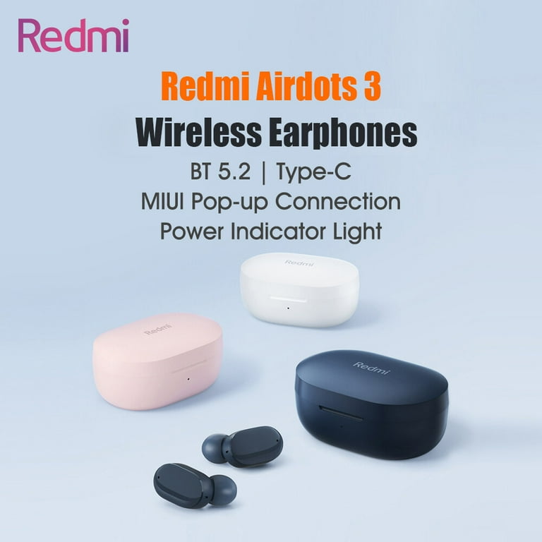 Redmi Airdots 3 BT5.2 True Wireless Stereo In Ear Earbuds Qualcomm 3040 Hybrid Driver DSP Noise Reduction IPX4 Waterproof MIUI Pop up Connection Type c 600mAh Fast Charging Earphones with Mic Walmart....