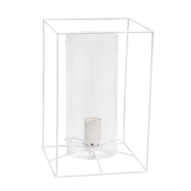Elegant Designs Lt2070-Wht Large Exposed Glass And Metal Table Lamp White And Clear