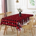 thumbnail image 3 of Duangreer Christmas Rectangle Tablecloth, White Snowman Red Checkered Print Waterproof Wrinkle Resistant Table Cover with for Party Picnic Decor, 60 x 84 Inch, 3 of 6