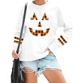 thumbnail image 1 of Chandails en Molleton Visage de Citrouille Halloween Femmes Mignon Pull Graphique Citrouille Décontracté Manches Longues Automne, 1 of 5