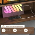 thumbnail image 6 of Twin Size Platform Bed Frame with LED Light and Charging Station,Velvet Upholstered Headboard with Hidden Storage,with 2 Drawers & Storage Shelves,Grey, 6 of 9