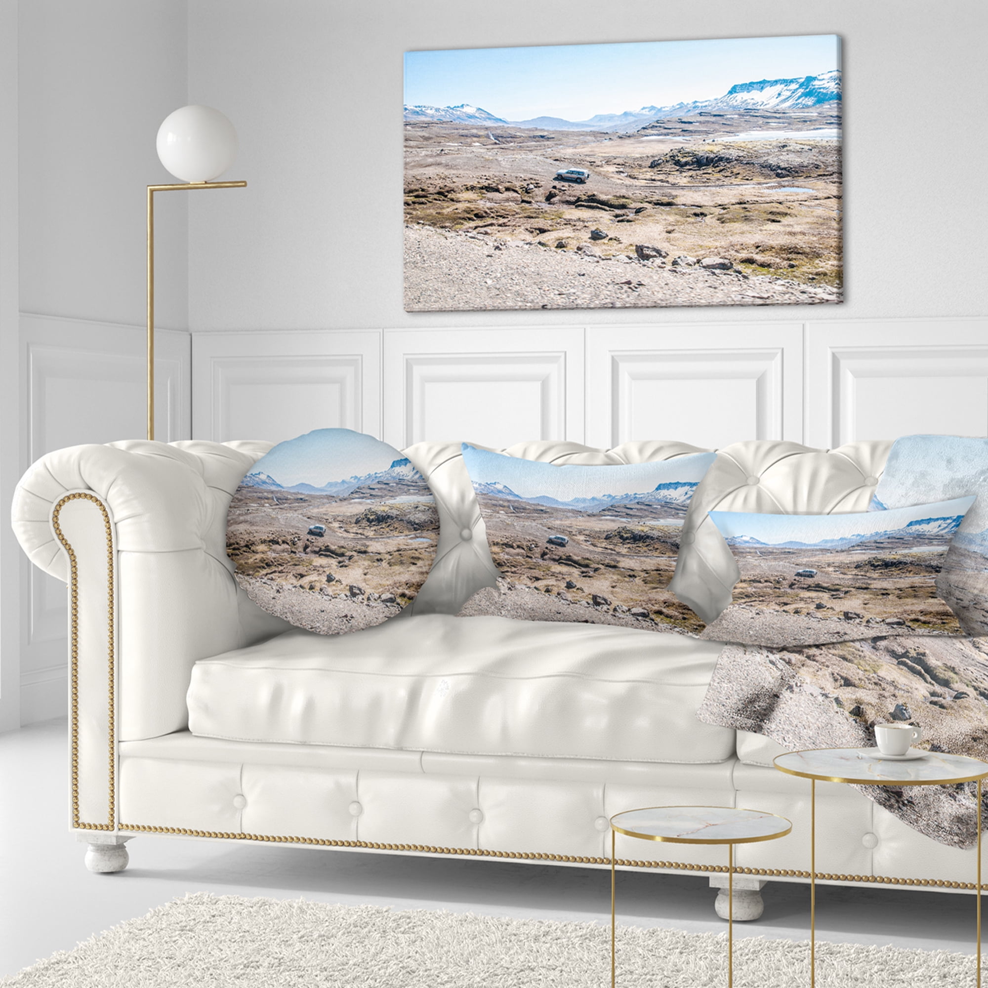 Designart Off road Iceland Mountains - Landscape Printed Throw Pillow - 12x20