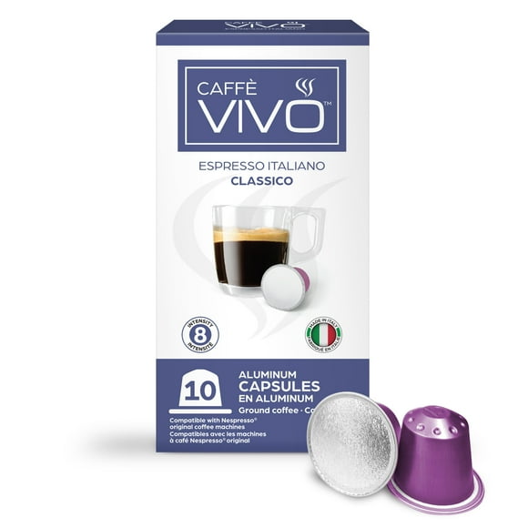 Caffè VIVO Espresso Italiano Classico (10-pack Nepresso Compatible Capsules), Intensity: 8 | Nespresso Compatible