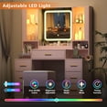 thumbnail image 4 of PUFFCAFE Makeup Vanity Desk with Mirror and Lights,Pink Vanity Table Set with Chair & LED Glass Cabinet,Large Dressing Table for Women, 4 of 8